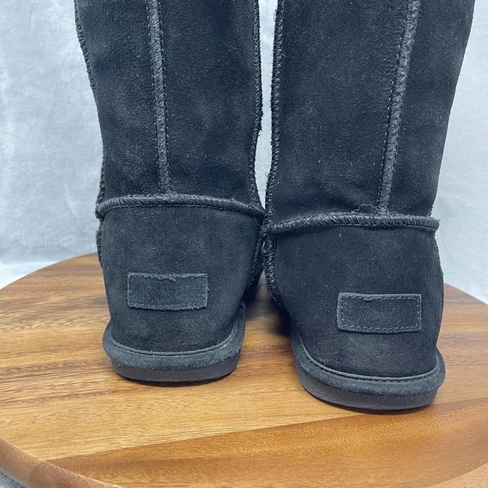 Björndal Boots Womens 6 Black Suede‎ Sheepskin Wool Lined Mid Calf Tall Zoe